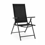 Sulankstomos kėdės su 5 padėčių reguliuojamu atlošu ir porankiais 2 vnt. (Juoda)