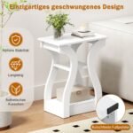 2 vnt. 3 pakopų šoninių staliukų komplektas su įkrovimo stotele (Balta)