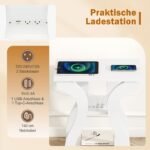 Šoninių staliukų komplektas su įkrovimo stotele 2 vnt. (Balta) – Paveikslėlis 4