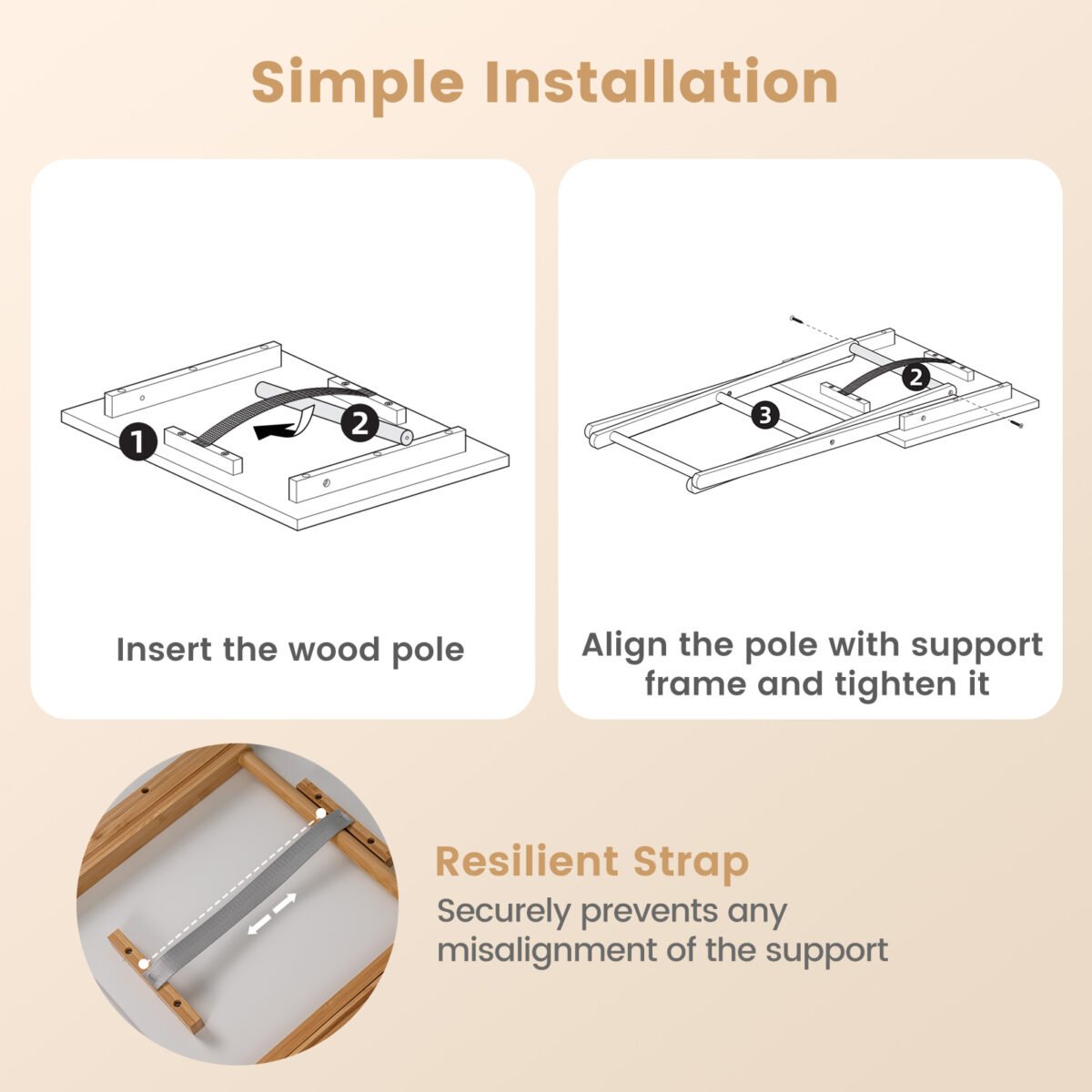 Nešiojami sulankstomi bambuko staliukai 2 vnt. (Natūrali + Balta) – Paveikslėlis 4