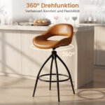 Paminkštintų baro kėdžių rinkinys su pasukama sėdyne ir atrama nugarai 2 vnt. (Ruda) – Paveikslėlis 3