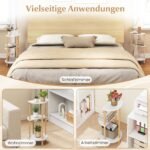 Apvalūs 3 aukštų bambuko šoniniai staliukai (Natūrali + Balta) – Paveikslėlis 2