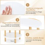 Apvalūs 3 aukštų bambuko šoniniai staliukai (Natūrali + Balta) – Paveikslėlis 4