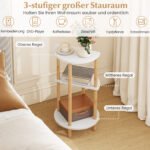 Apvalūs 3 aukštų bambuko šoniniai staliukai (Natūrali + Balta) – Paveikslėlis 5