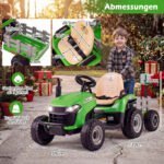 Elektrinis traktorius vaikams su priekaba ir nuotolinio valdymo pultu 24V (Žalia) – Paveikslėlis 2