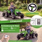 Elektrinis traktorius vaikams su priekaba ir nuotolinio valdymo pultu 24V (Žalia) – Paveikslėlis 3