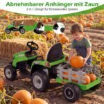 Elektrinis traktorius vaikams su priekaba ir nuotolinio valdymo pultu 24V (Žalia) – Paveikslėlis 5