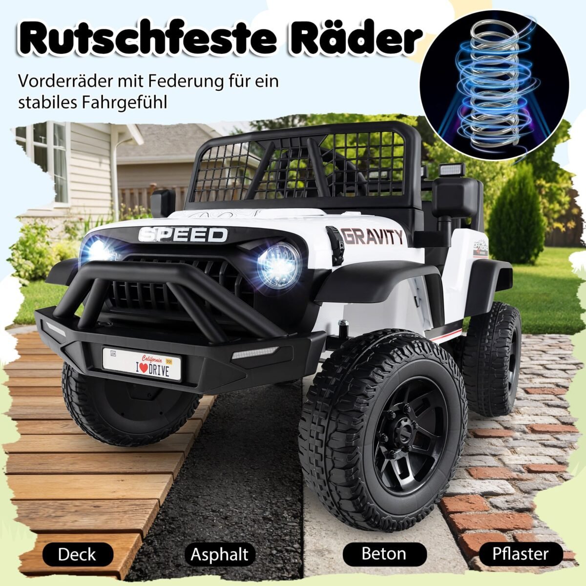 24V elektrinis vaikiškas nuotolinio valdymo automobilis (Balta)