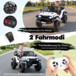 Elektrinis vaikiškas džipas su nuotolinio valdymo pulteliu tėvams 24V (Balta) – Paveikslėlis 2