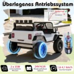 Elektrinis vaikiškas džipas su nuotolinio valdymo pulteliu tėvams 24V (Balta) – Paveikslėlis 3