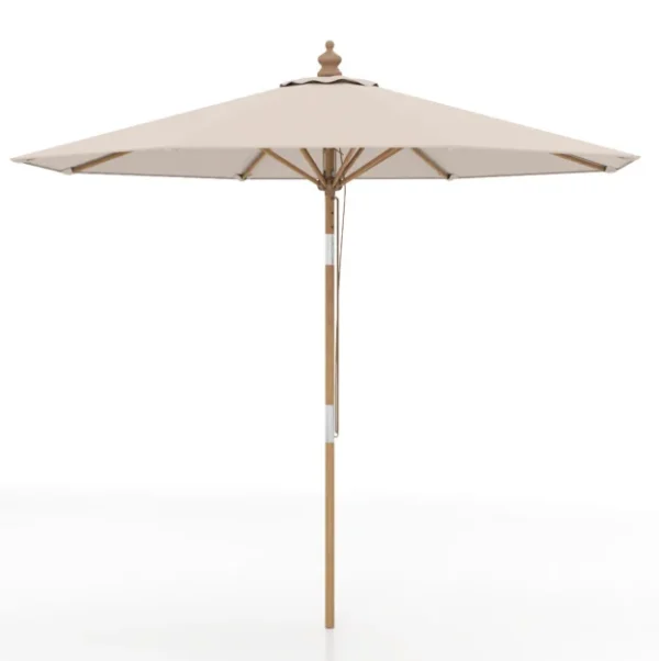 Apvalus bambukinis lauko skėtis su reguliuojamu pasvirimo kampu 270 cm (Smėlio spalva)