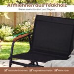 3 asmenų supamas lauko suoliukas su tikmedžio porankiais (Juoda) – Paveikslėlis 3