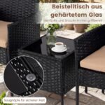 3 dalių PE rotango lauko baldų komplektas su 2 kėdėmis ir stalu (Geltona) – Paveikslėlis 4