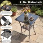 3 dalių bistro baldų komplektas: 2 ratano kėdės ir stalas su grūdinto stiklo paviršiumi (Smėlio) – Paveikslėlis 2