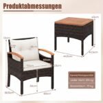 3 dalių lauko baldų komplektas: PE ratano krėslai su akacijos medienos elementais ir staliukas (Smėlio spalvos) – Paveikslėlis 2