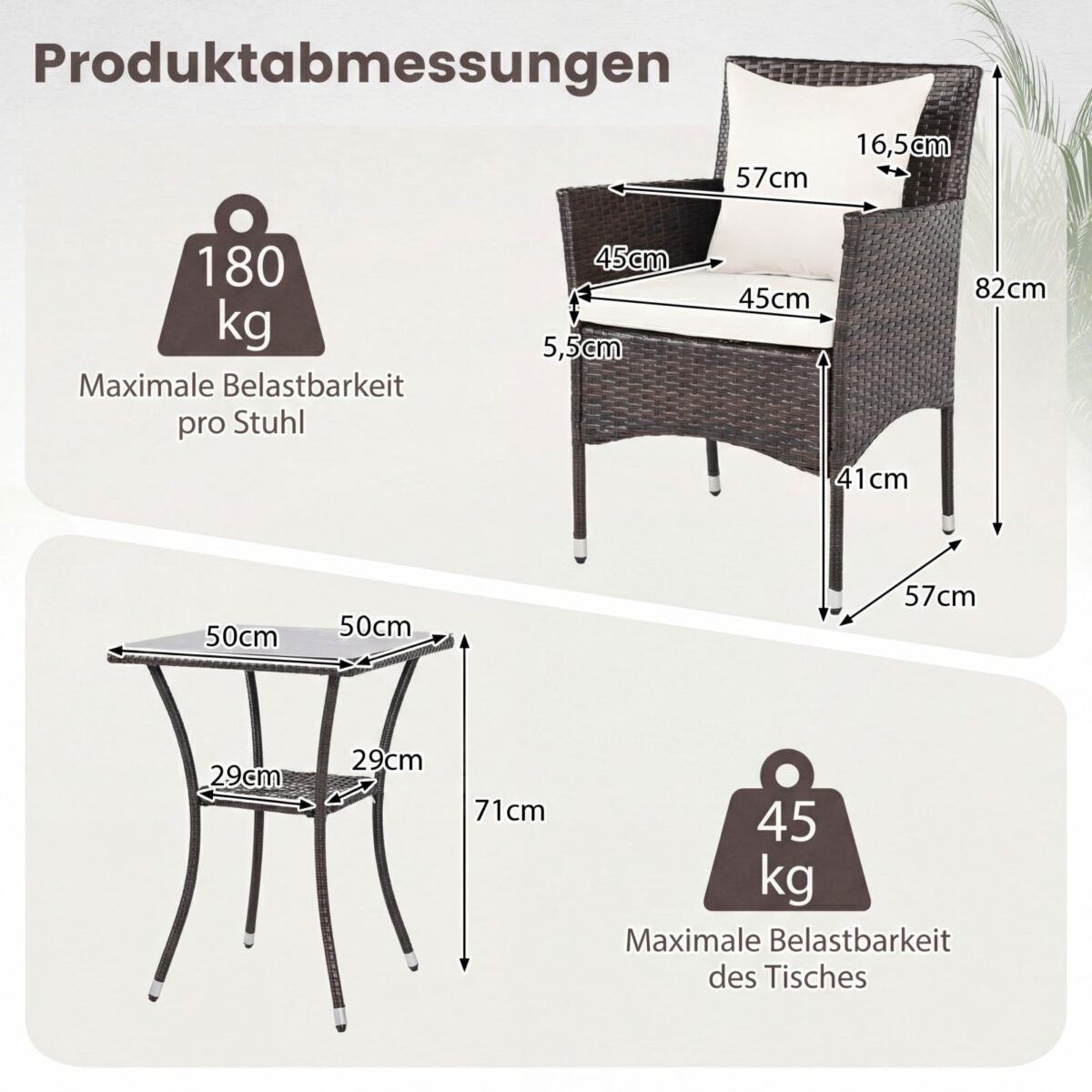 3 dalių lauko baldų komplektas su dviem pintais krėslais ir stalu su stikliniu stalviršiu (Pilka) – Paveikslėlis 2