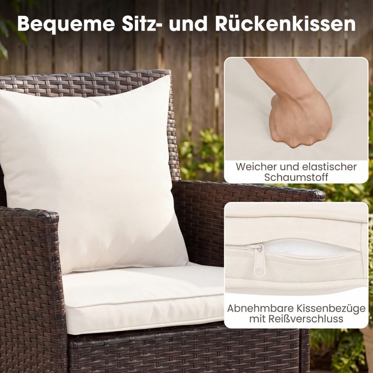 3 dalių lauko baldų komplektas su dviem pintais krėslais ir stalu su stikliniu stalviršiu (Pilka) – Paveikslėlis 5