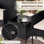 3 dalių ratano baldų komplektas su 2 kėdėmis ir stalu (Smėlio) – Paveikslėlis 4