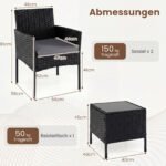 3 dalių ratano lauko baldų komplektas su 2 kėdėmis ir stalu (Pilka) – Paveikslėlis 2