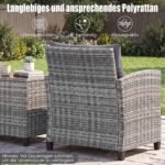 3 dalių ratano lauko baldų komplektas su 2 kėdėmis ir stalu (Pilka) – Paveikslėlis 3