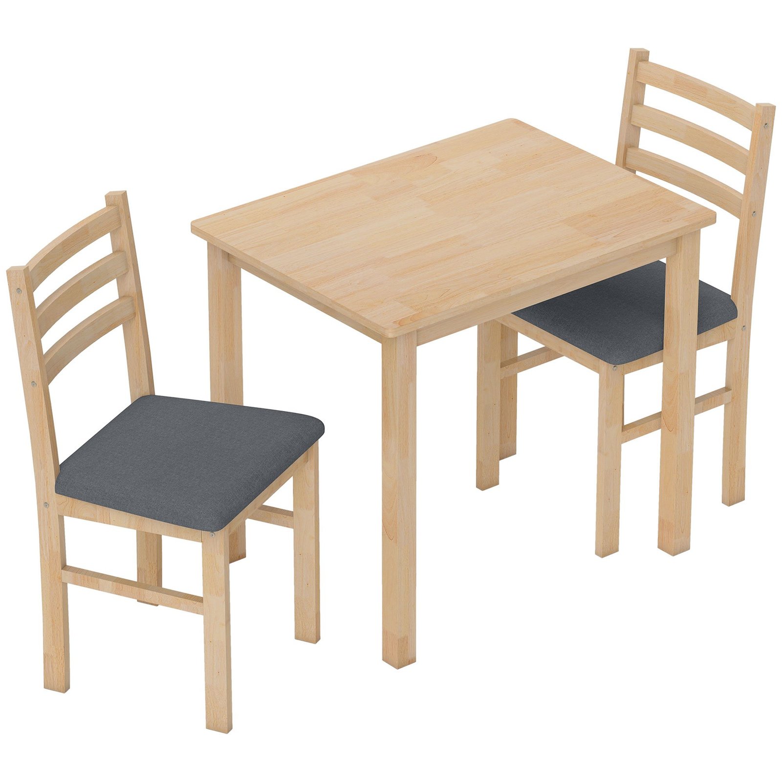 3 dalių valgomojo stalo komplektas su 2 po stalu pakišamomis paminkštintomis kėdėmis