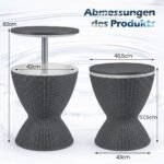 Lauko gėrimų šaldytuvas-staliukas su rotango imitacija ir reguliuojamu aukščiu (Pilka) – Paveikslėlis 2