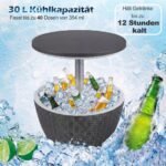 Lauko gėrimų šaldytuvas-staliukas su rotango imitacija ir reguliuojamu aukščiu (Pilka) – Paveikslėlis 4