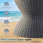 Lauko gėrimų šaldytuvas-staliukas su rotango imitacija ir reguliuojamu aukščiu (Pilka) – Paveikslėlis 5