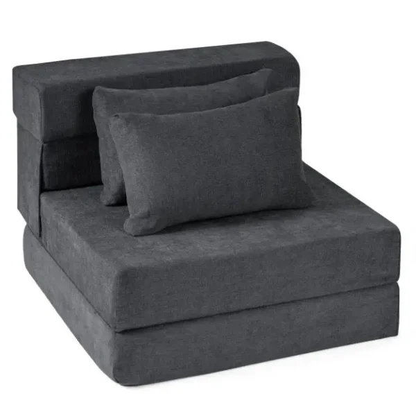 3-in-1 Sulankstoma sofa-lova su 2 pagalvėlėmis (Pilka)