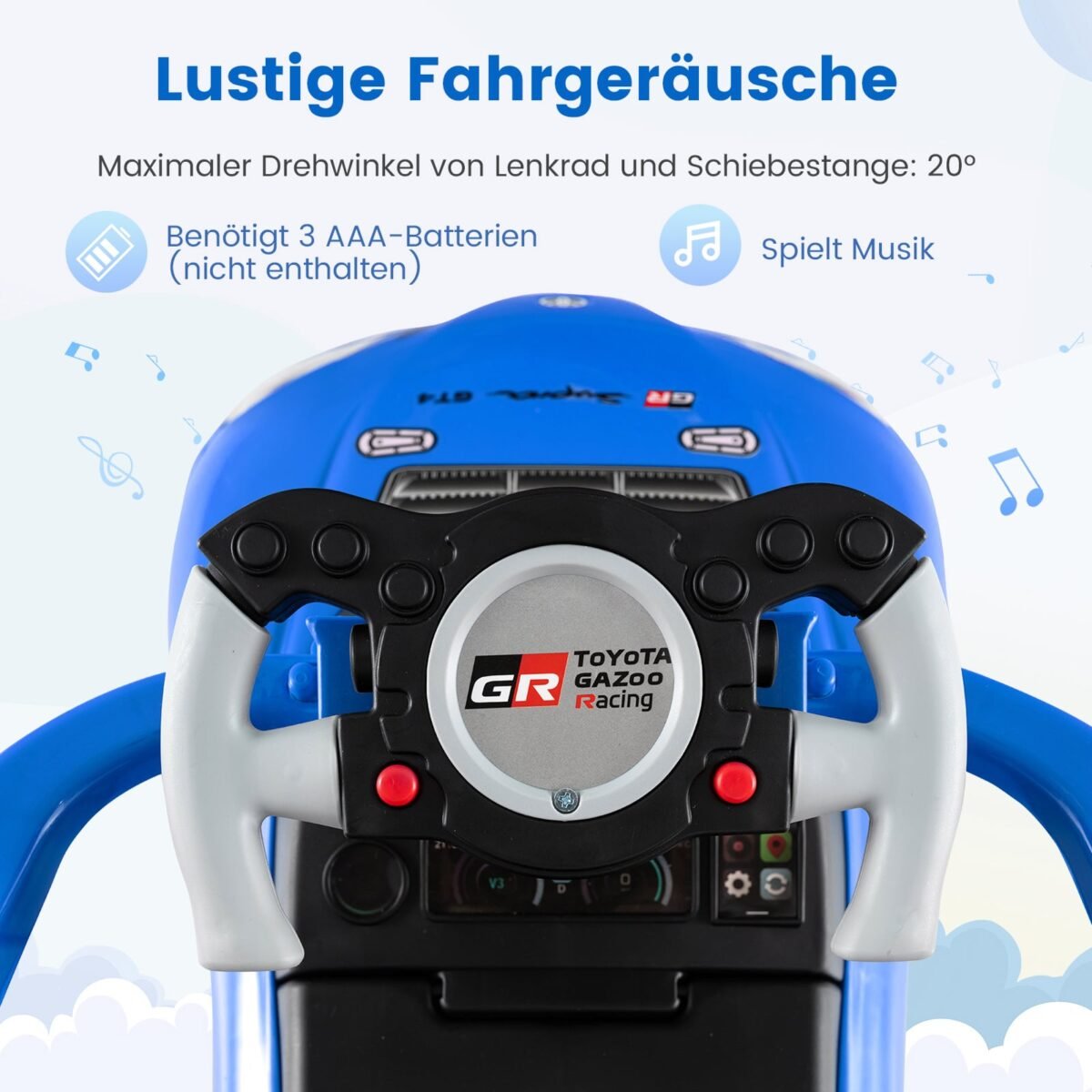 Vaikiškas paspiriamas automobilis su stūmimo rankena ir apsauginiu lankeliu 3-in-1 (Mėlyna) – Paveikslėlis 5