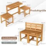 3 viename Konvertuojamas Sodo Baldų Komplektas iš Akacijos Medienos (Natūrali) – Paveikslėlis 2