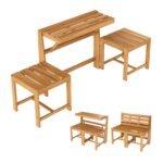 3 viename Konvertuojamas Sodo Baldų Komplektas iš Akacijos Medienos (Natūrali)