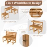 3 viename Konvertuojamas Sodo Baldų Komplektas iš Akacijos Medienos (Natūrali) – Paveikslėlis 3