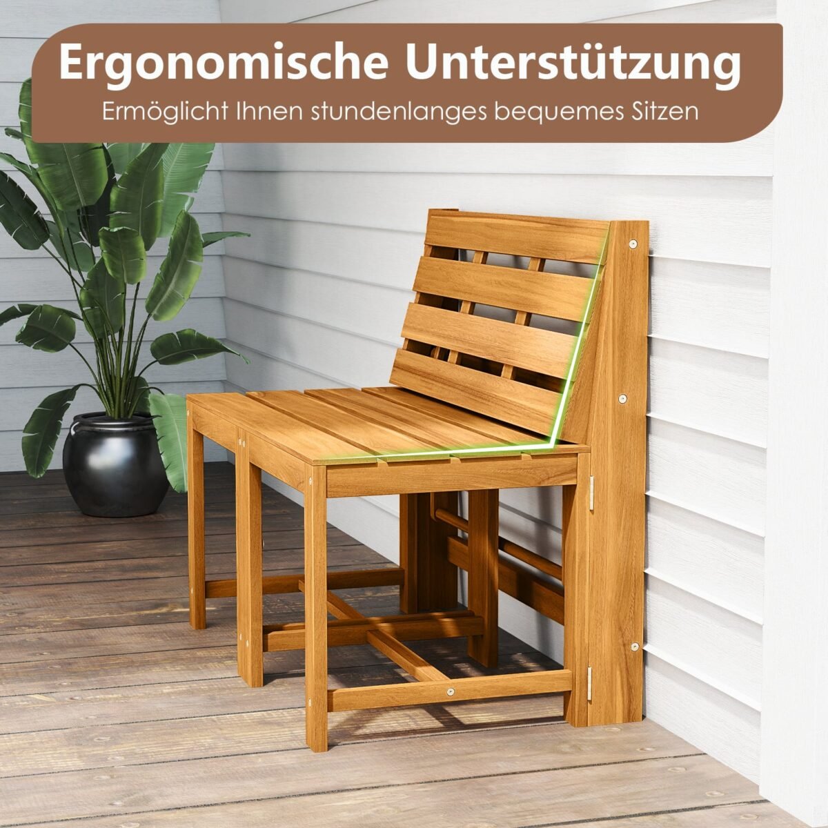 3 viename Konvertuojamas Sodo Baldų Komplektas iš Akacijos Medienos (Natūrali) – Paveikslėlis 5