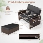 Poliratano sodo gultas su reguliuojamu atlošu ir šoniniais staliukais (Juoda) – Paveikslėlis 2