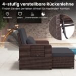 Poliratano sodo gultas su reguliuojamu atlošu ir šoniniais staliukais (Juoda) – Paveikslėlis 4