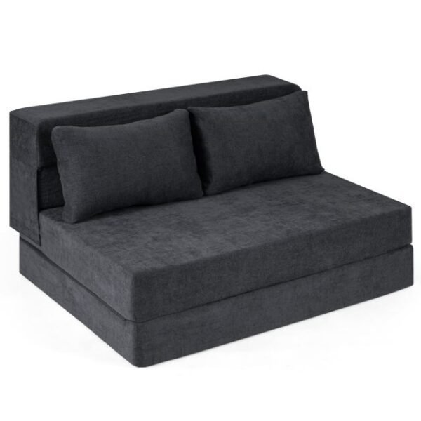 Sulankstoma sofa-lova su čeniliniu audiniu (Pilka)