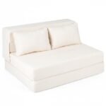 Sulankstoma sofa-lova su dviem pagalvėmis (Smėlio spalva)