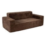 3-vietė kordinė sofa su aukšta atrama nugarai (Ruda)