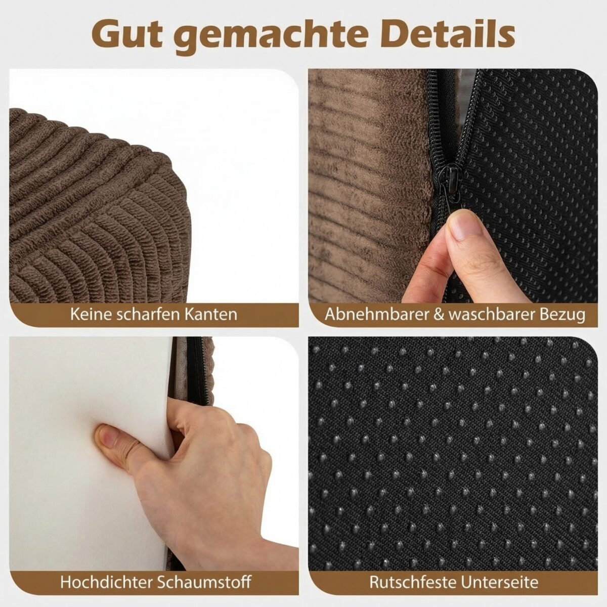 3-vietė kordinė sofa su aukšta atrama nugarai (Ruda) – Paveikslėlis 3