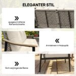 3 vietų pinta lauko sofa su medžio imitacijos porankiais ir nuimamomis pagalvėlėmis – Paveikslėlis 5