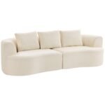 3 vietų šenilinė sofa su plačia sėdyne