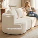 3 vietų šenilinė sofa su plačia sėdyne – Paveikslėlis 6