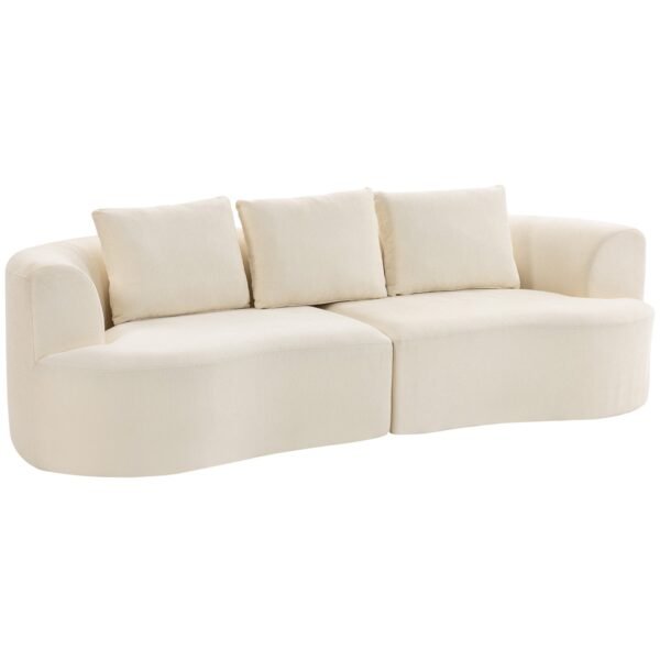 3 vietų šenilinė sofa su plačia sėdyne