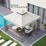 3x3 m paviljono pakaitine stogo danga su vandens nutekejimo angomis ir UPF30 apsauga 7