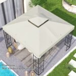 3x3 m paviljono pakaitine stogo danga su vandens nutekejimo angomis ir UPF30 apsauga 9