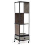 4 aukštų besisukanti knygų lentyna su ratukais (Pilka)