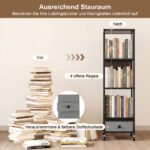 4 aukštų besisukanti knygų lentyna su ratukais (Pilka) – Paveikslėlis 3