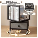 4 aukštų besisukanti knygų lentyna su ratukais (Pilka) – Paveikslėlis 4