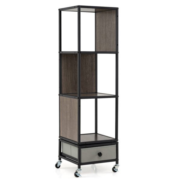 4 aukštų besisukanti knygų lentyna su ratukais (Pilka)